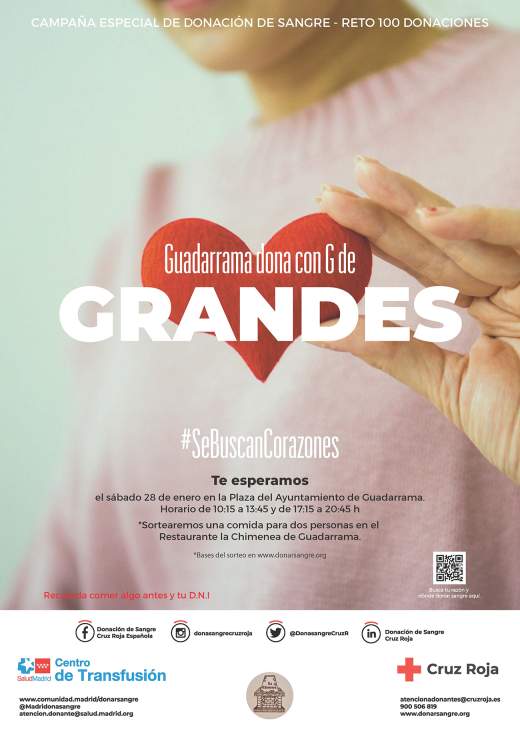 Cartel del reto de donación de sangre en Guadarrama