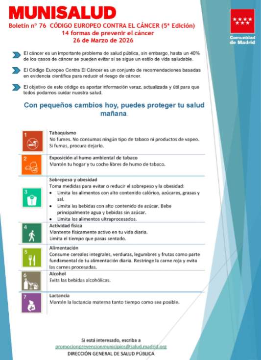 Munimadrid Código Europeo contra el cáncer