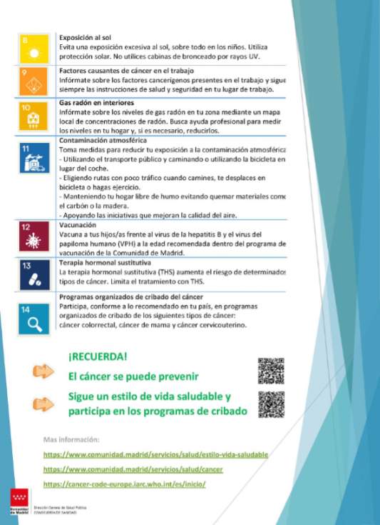 Munimadrid Código Europeo contra el cáncer