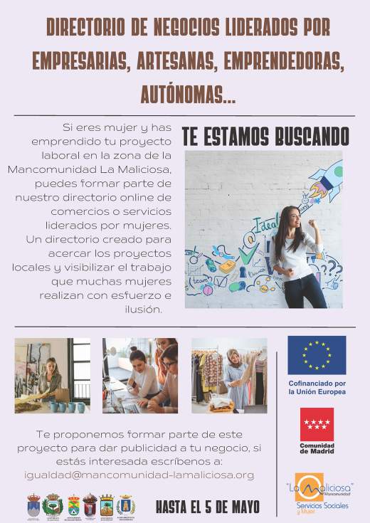 Cartel del directorio de emprendedoras online
