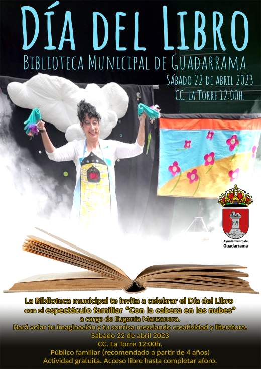 Cartel del Día del Libro en la Biblioteca de Guadarrama