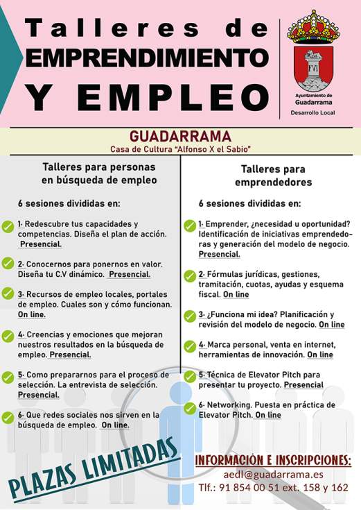 Cartel de los cursos municipales de empleo en Guadarrama