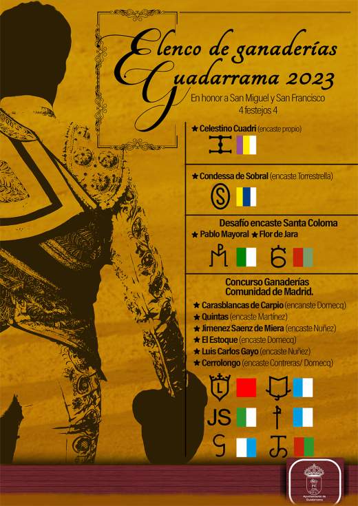 Cartel de ganaderias de la Feria Taurina de Guadarrama 2023