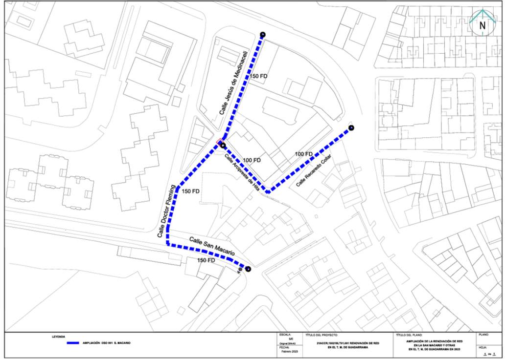 Plano con las calles en las que el Canal de Isabel II va a realizar la renovación de la red