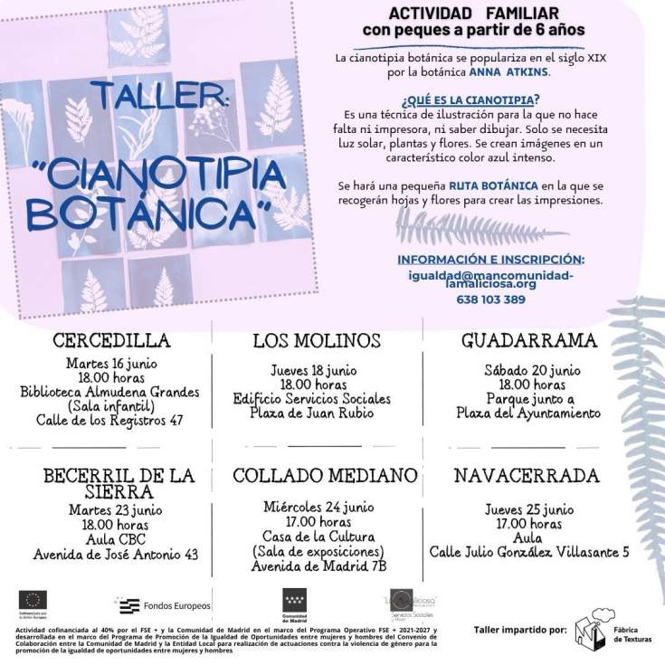 Taller de Cianotipia botánica de la Mancomunidad La Maliciosa en Guadarrama