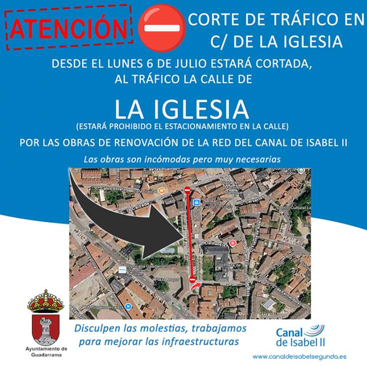 Corte de la calle de La Iglesia