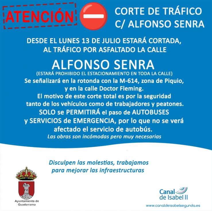Corte de tráfico en Alfonso Senra por asfaltado