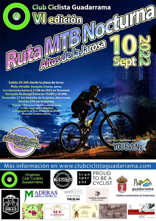 Cartel de la VI Ruta Nocturna MTB en Guadarrama