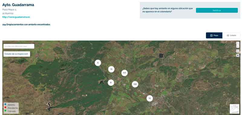 Censo del amianto en Guadarrama