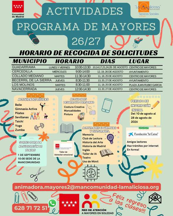 Cartel de los talleres del programa de Mayores