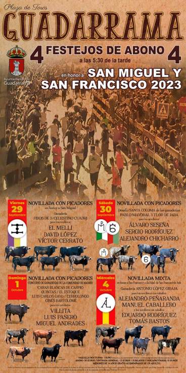 Carteld e la Feria Taurina de Guadarrama 2023