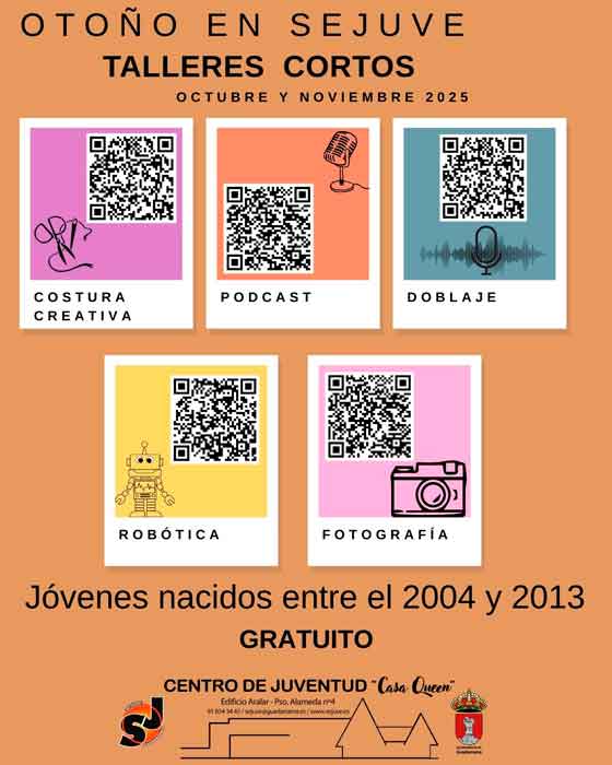 Carteld e los talleres de Juventud para otoño
