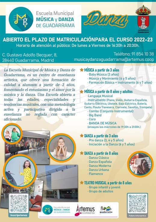 Cartel de propuesta de la Escuela de Música y Danza de Guadarrama