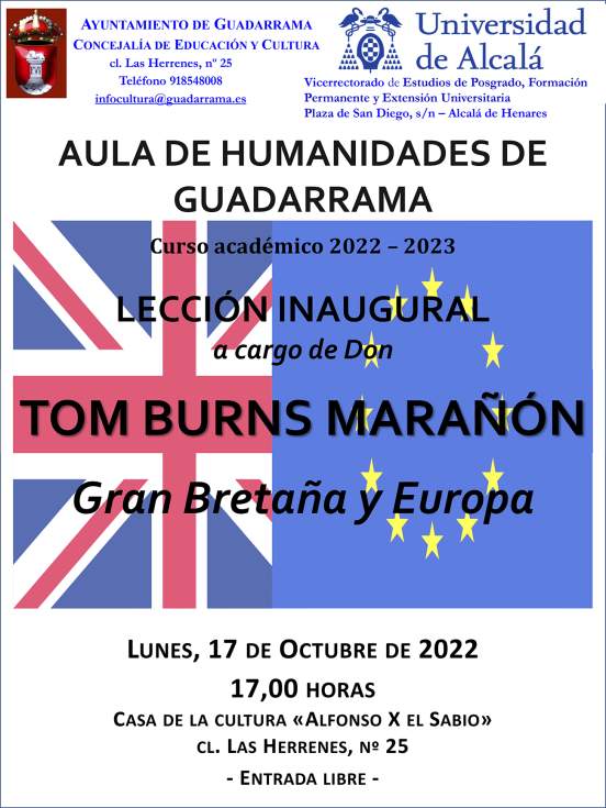 Cartel de la lección Inaugurald el Aula de Humanidades de GUadarrama