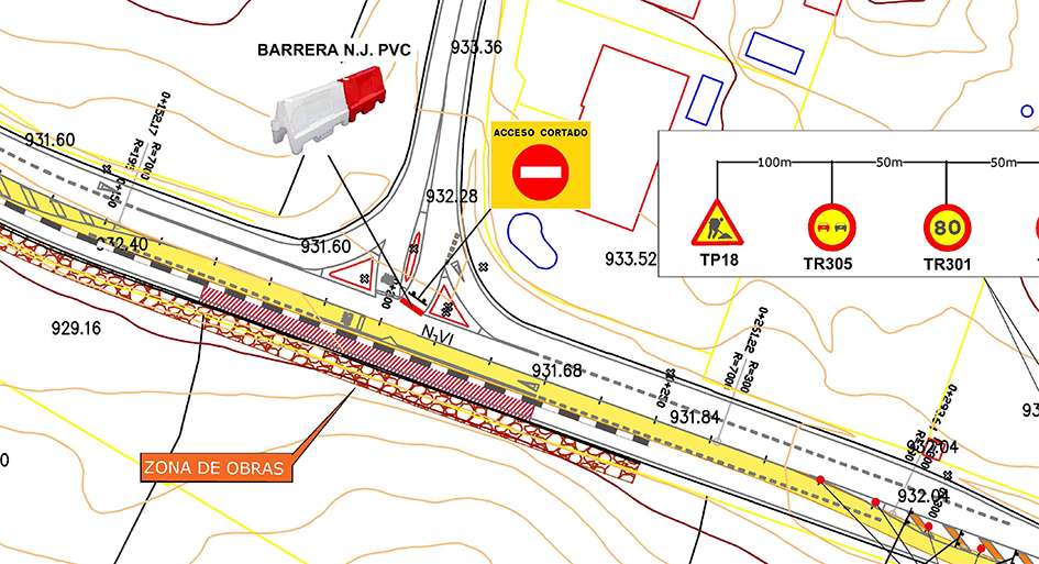 Aviso obras reparacion taludes Nacional VI