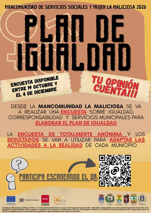 cartel Plan de Igualdad de la Mancomunidad La Maliciosa Guadarrama