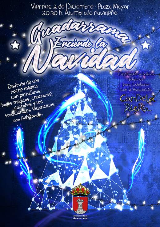 Cartel del encendido del alumbrado navideño en Guadarrama